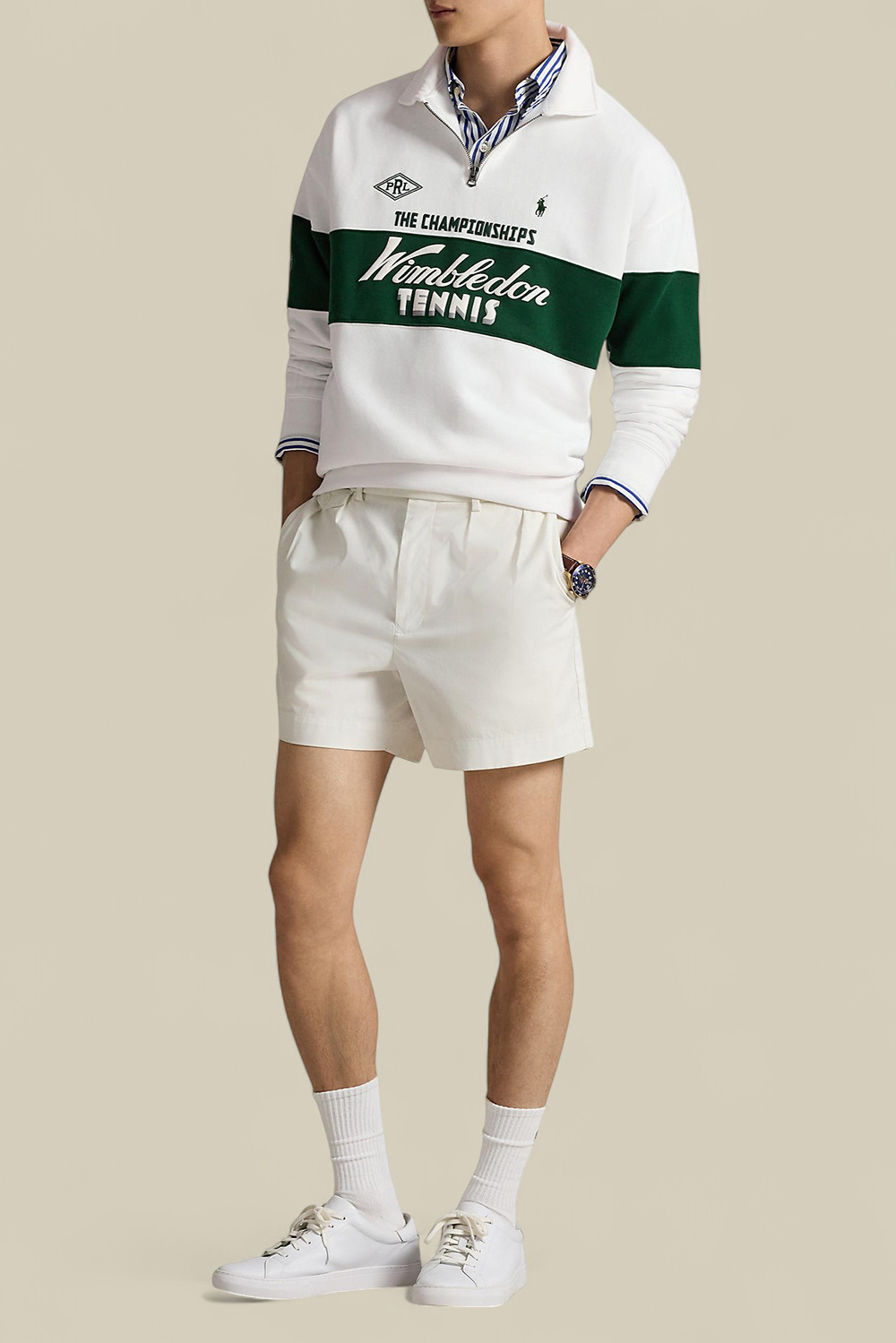 תמונת כל הלוק של פולו רלף לורן X ווימבלדון סווטשירט